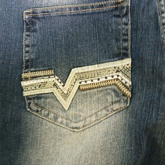 GS115 Men's Streetwear Urban Blue Jean Size 36 Distressed Medium Wash Zip Button - Picture 11 of 16